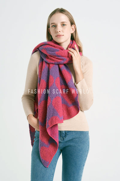 Loveheart Print Diagonal Edge Wool Scarf SC-7862-A