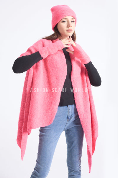 womens  pink  fluffy scarf  sets