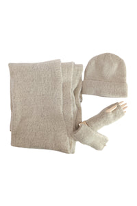 Plain Boucle Wool Scarf, Hat & Glove Set SET-7868-A