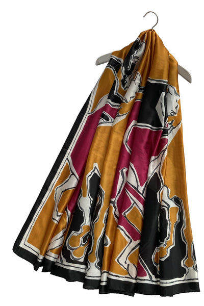 Abstract Horse Print Silk Scarf SC-3919-B