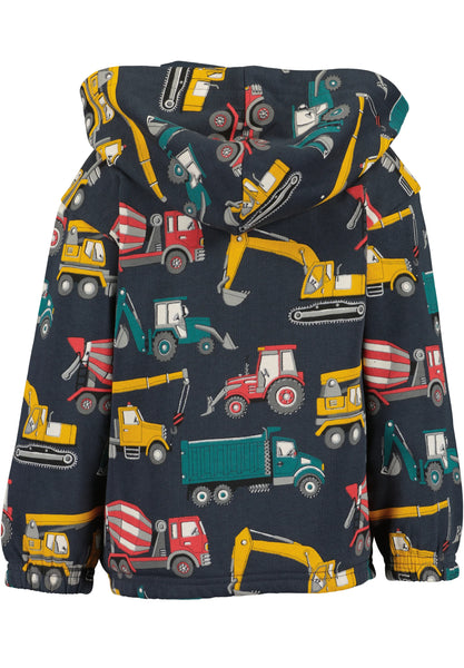Blue Seven Boys' Full Zip Hoodie 864759-5780 Construction Vehicles Print