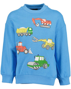 Blue Seven Boys' Sweat Top 817656 Construction Vehicle Turquoise