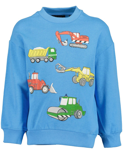 Blue Seven Boys' Sweat Top 817656 Construction Vehicle Turquoise