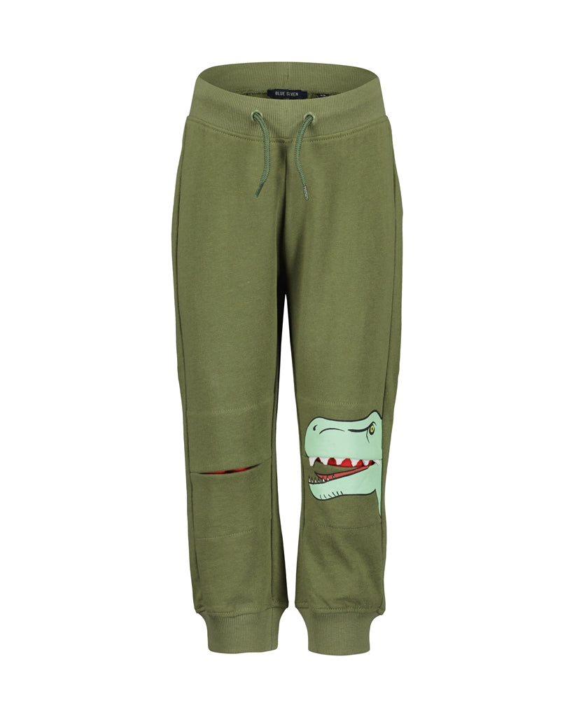 Blue Seven Boys' Contrast Knees Sweat Pants 824655 Dinosaur Teal