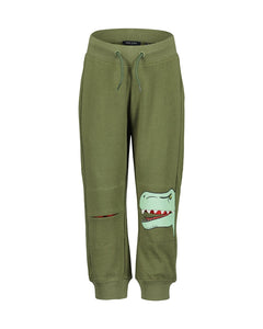 Blue Seven Boys' Contrast Knees Sweat Pants 824655 Dinosaur Teal