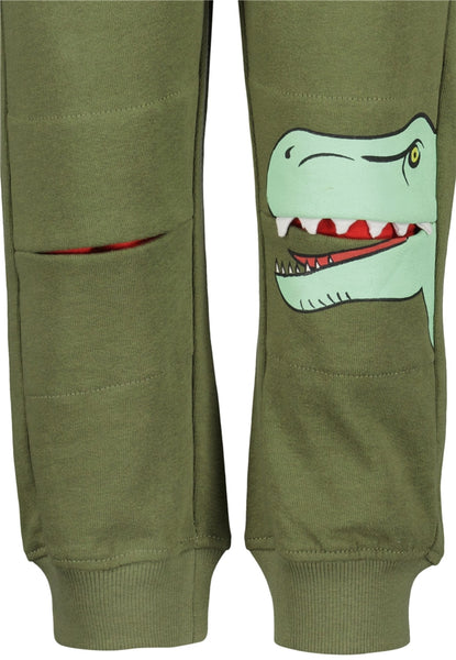 Blue Seven Boys' Contrast Knees Sweat Pants 824655 Dinosaur Teal