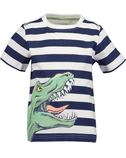 Blue Seven Boys' TShirt & Shorts Set 827514 Glow in the Dark Dino White-Navy Stripe