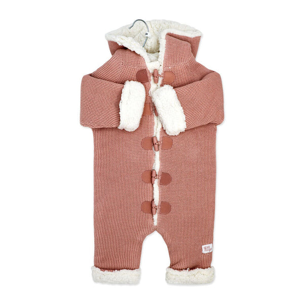 Rock A Bye Baby Girls Hooded Knit Pramsuit With Sherpa Lining E07901 Pink