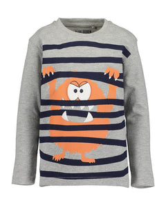 Blue Seven Boys' Monster T-shirt 850761 Grey-Navy