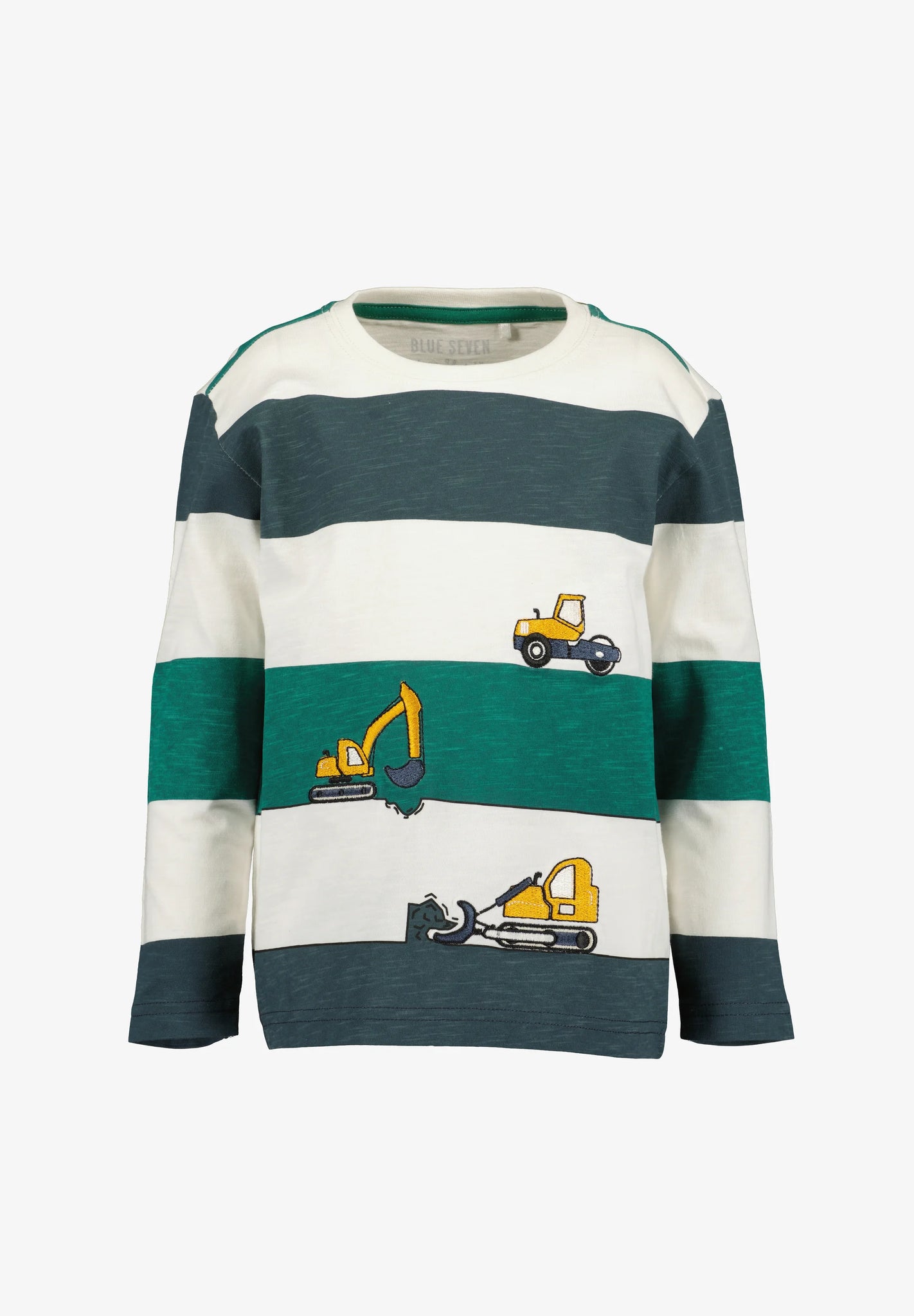 Blue Seven Boys' Long Sleeve Striped TShirt 850768-0100 Off White Construction Vehicles