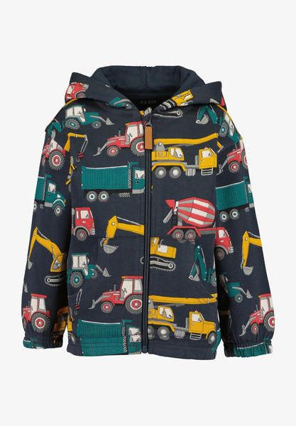 Blue Seven Boys' Full Zip Hoodie 864759-5780 Construction Vehicles Print