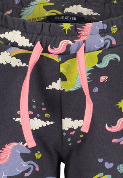 Blue Seven Girls' Elasticated Cuff Jog Pants Unicorn Rainbow 775166-9850 Dark Grey