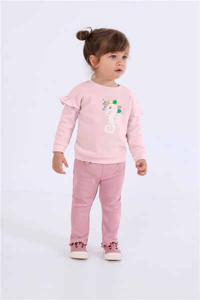 Blue Seven Infant Girl's Ribbed Cotton Leggings 913634 Mauve