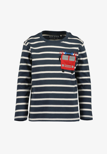 Blue Seven Boys' Long Sleeve Striped TShirt 850767 Dark Blue Fire Engine