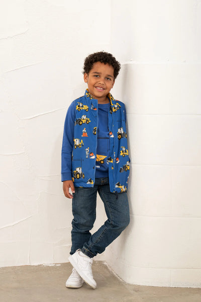 Little Lighthouse Alex Boys Gilet -JCB Print Royal