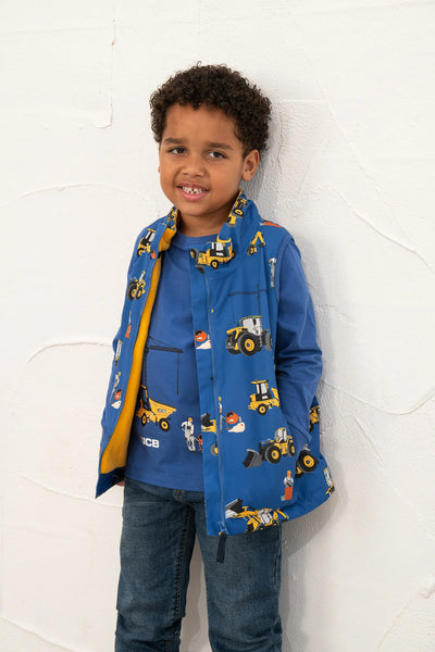Little Lighthouse Alex Boys Gilet -JCB Print Royal