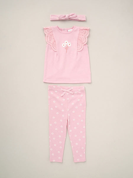 Lily & Jack Baby Girls 3 Piece Set D06820 All Over Daisy Print