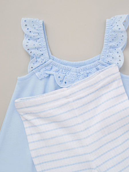 Lily & Jack Baby Girls 3 Piece Set D07212 Broderie Top Stripe Leggings