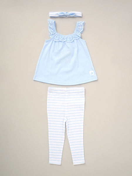 Lily & Jack Baby Girls 3 Piece Set D07212 Broderie Top Stripe Leggings