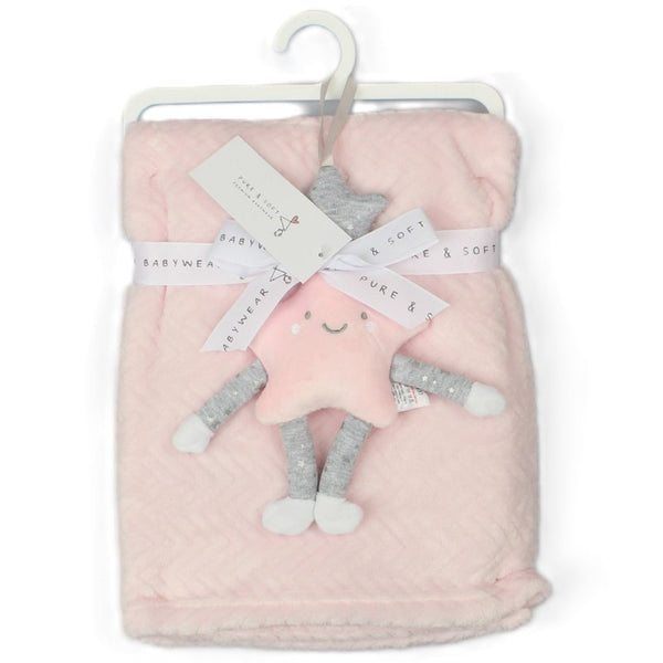 Pink fuzzy baby blanket best sale