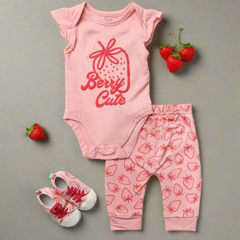 Lily & Jack Baby Girls 3-Piece Outfit with Shoes 'Berry Cute' Pink