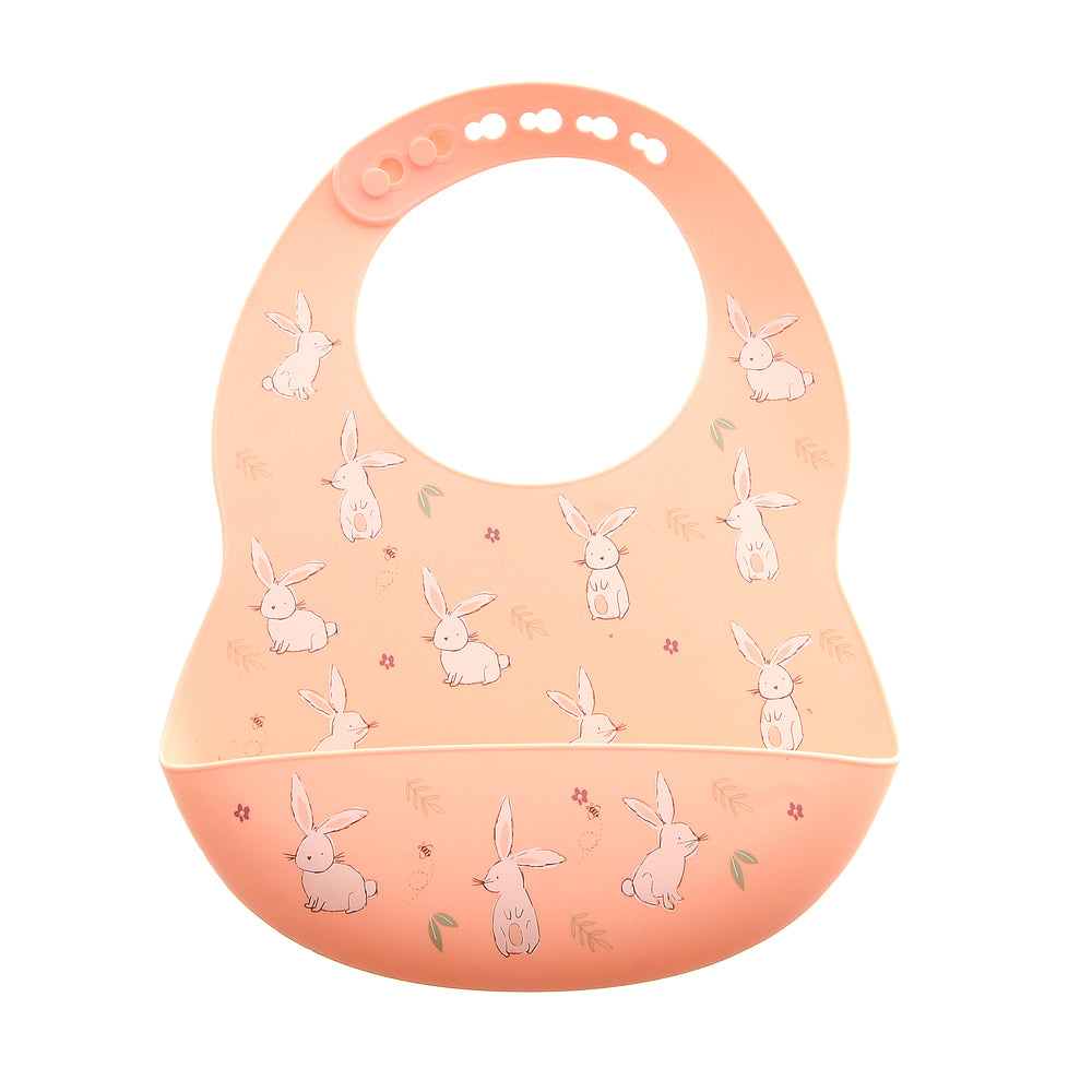 Ziggle Catch It Silicone Bib Bunnies Pink
