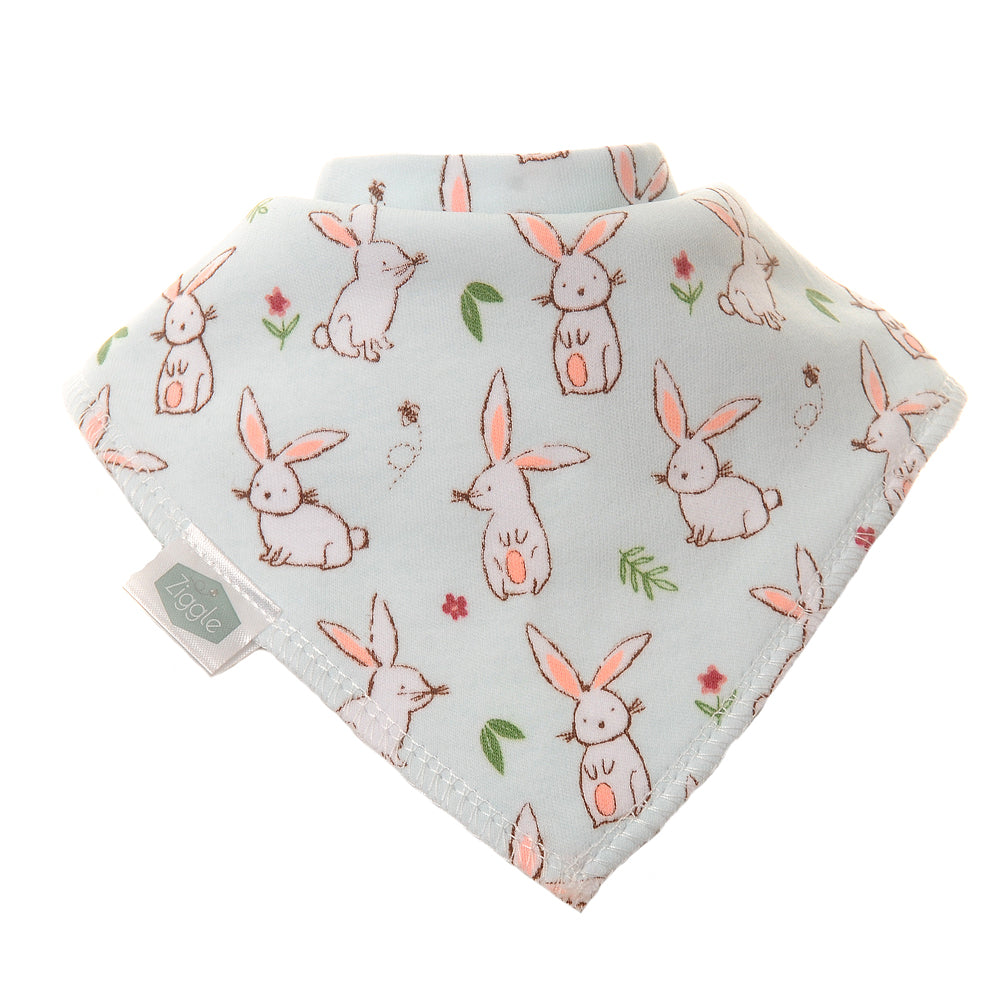 Ziggle Bandana Dribble Bibs Bunnies on Mint