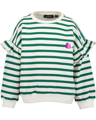 Blue Seven Girls' Striped Sweatshirt  71716 Dark Green White