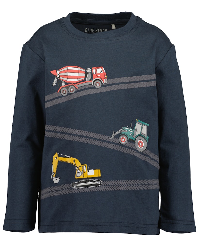 Blue Seven Boys' Long Sleeve TShirt 850766-5780 Dark Blue Construction Vehicles
