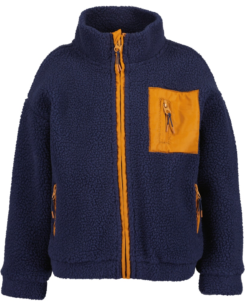 Blue Seven Boys' Zip Fleece with contrasting zip and front patch pocket 864783-5900 Night Blue