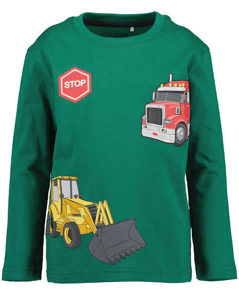 Blue Seven Boys' Long Sleeve TShirt 850766-7310 Green Truck+Bulldozer