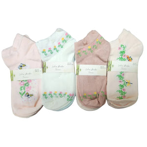 Ladies Women Bamboo Trainer Socks 3 Pair Pack 4-8 Floral Design