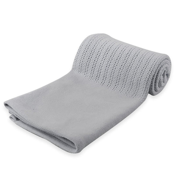 Soft Touch Cellular Cotton Roll Pram Blanket CBP60-G  Grey