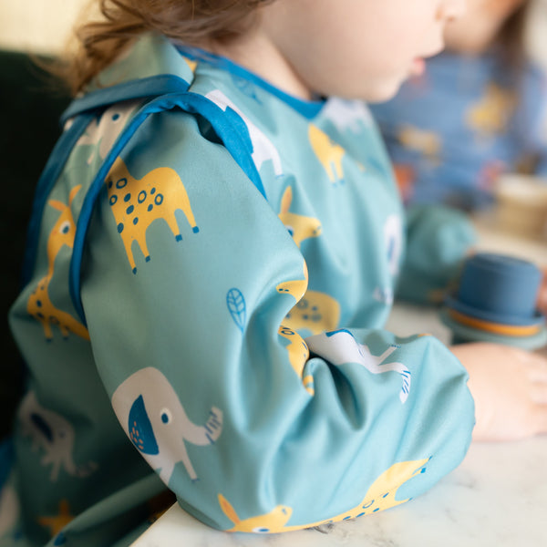 Ziggle Coverall Feeding Bib Giraffe and Elephant
