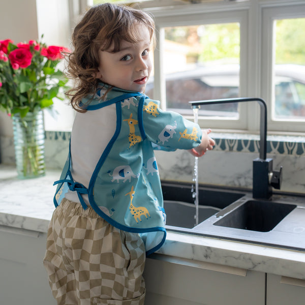 Ziggle Coverall Feeding Bib Giraffe and Elephant