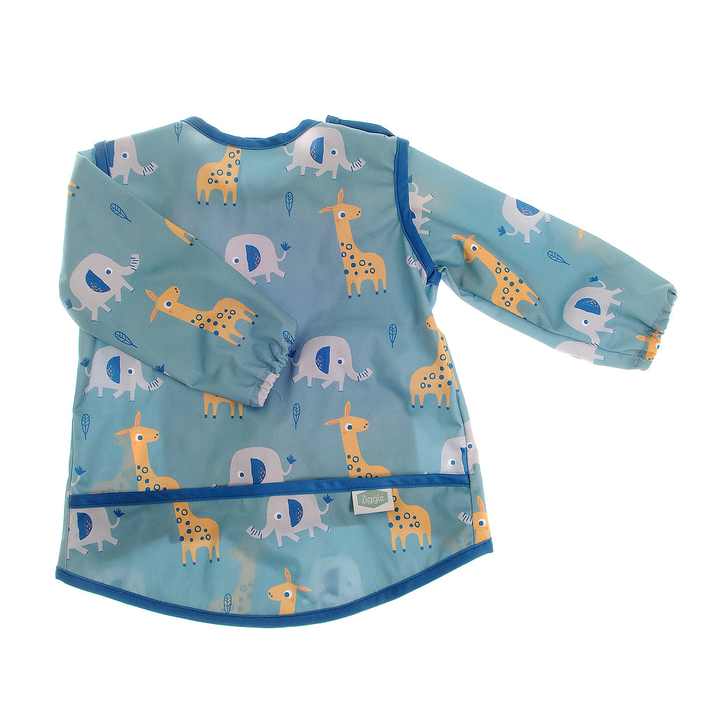 Ziggle Coverall Feeding Bib Giraffe and Elephant