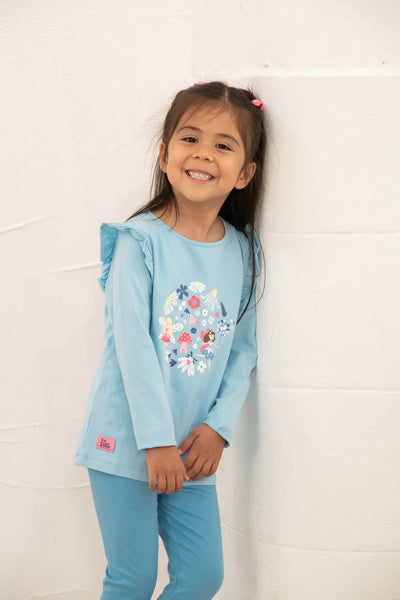 Little Lighthouse Girl's Causeway T-Shirt - Enchanted Garden Pale Blue