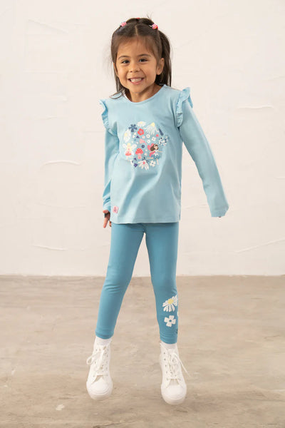 Little Lighthouse Girl's Causeway T-Shirt - Enchanted Garden Pale Blue