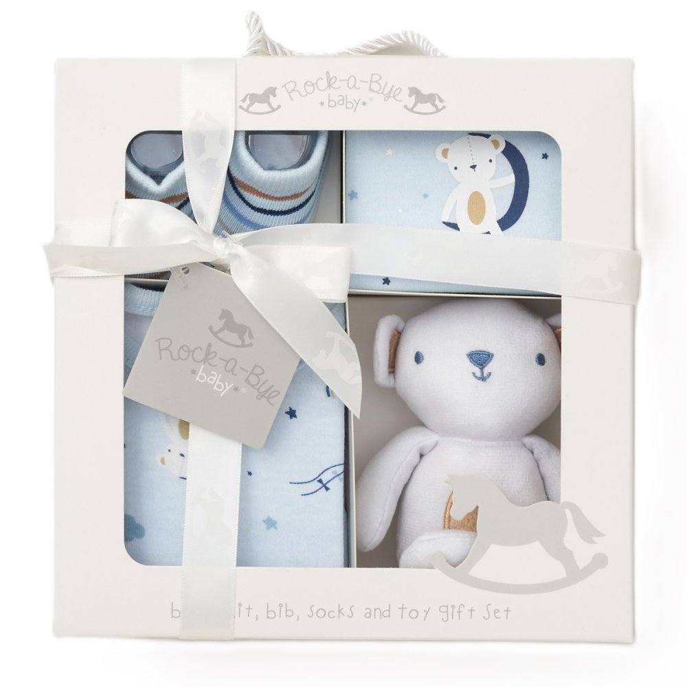 Rock A Bye Baby Baby Boys 4 Piece Luxury Boxed Gift Set D06128 Sky Blue