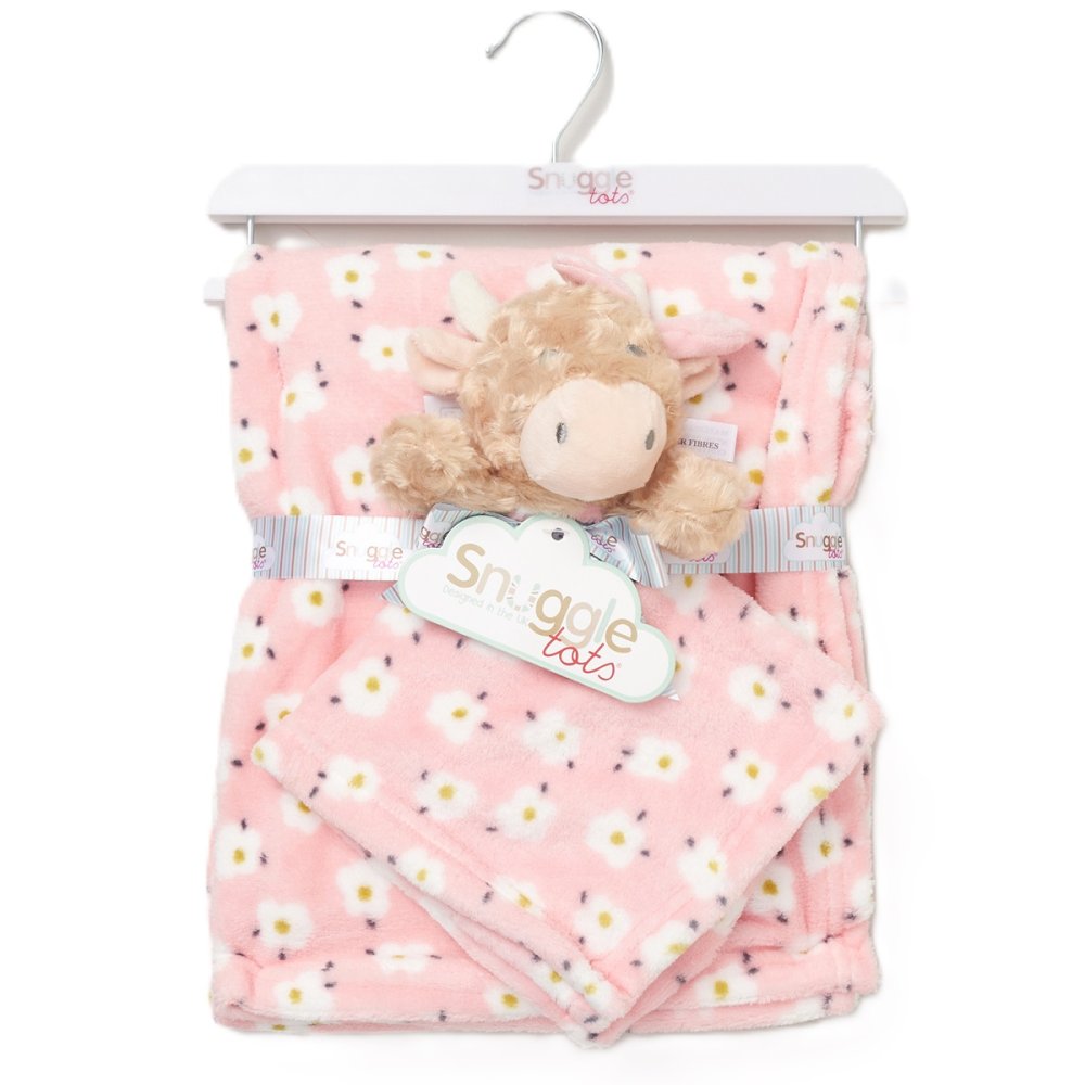 Snuggle Tots Baby Comforter & Blanket Set Highland Cow D06951 Pink