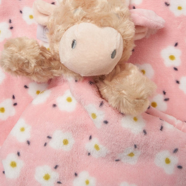 Snuggle Tots Baby Comforter & Blanket Set Highland Cow D06951 Pink