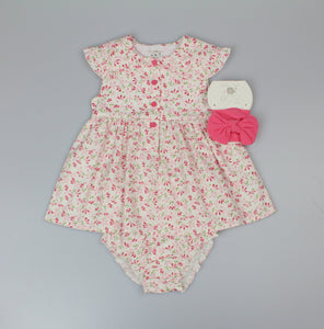 Watch Me Grow Baby Girls All Over Print Lined Dress, Pant & Headband Set J33977