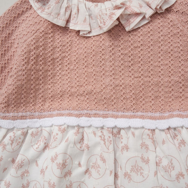 Rock A Bye Baby Baby Girls Knitted+Woven Mix Dress & Headband Set E07708 Pink