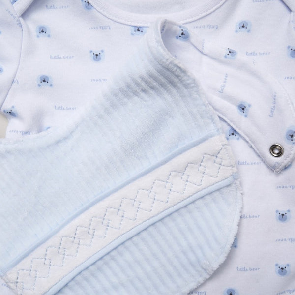 Rock A Bye Baby Baby Boys Jumbo Velour All In One, Bib & Bodysuit E07780 Blue