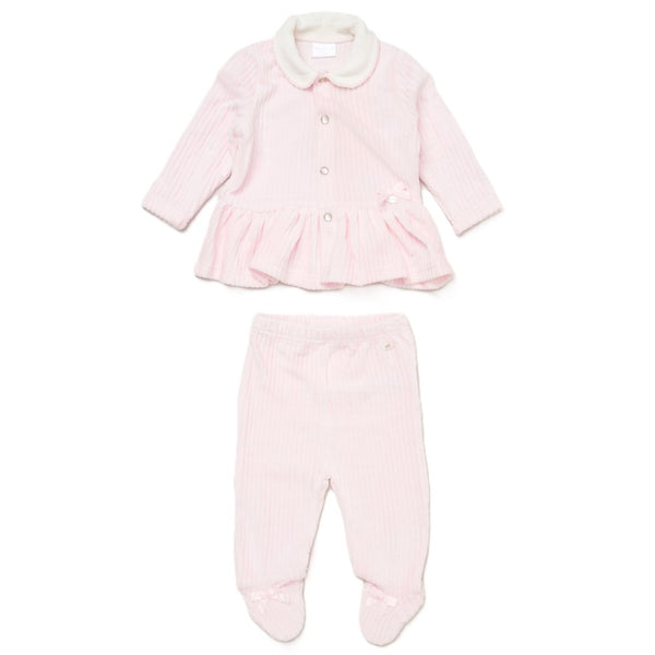 Rock A Bye Baby Baby Girls Jumbo Velour Jacket With Interlock Lining+Footed Trousers Outfit E07782
