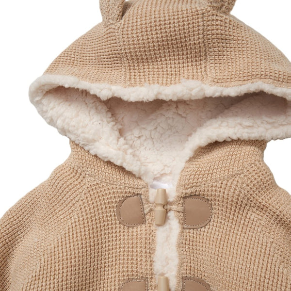 Rock A Bye Baby Hooded Knit Pramsuit With Sherpa Lining E07896 Beige