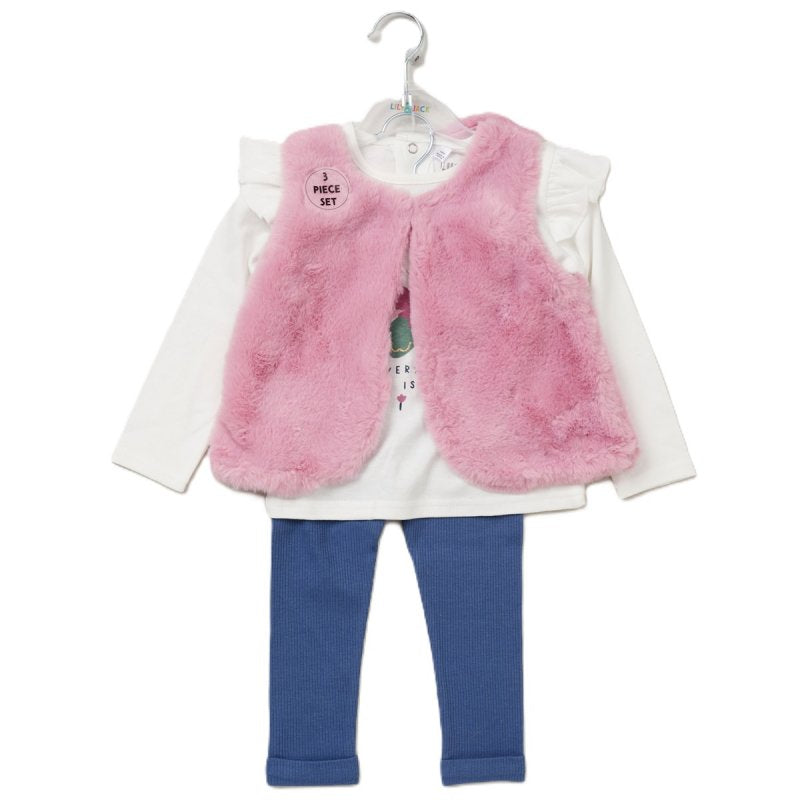 Lily & Jack Baby Girls Faux Fur Gilet, Top & Legging Outfit E07913INF