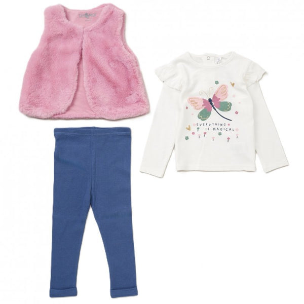 Lily & Jack Baby Girls Faux Fur Gilet, Top & Legging Outfit E07913INF