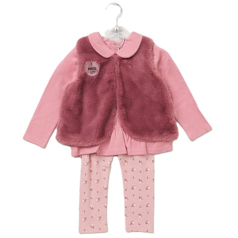 Lily & Jack Baby Girls Faux Fur Gilet, Top & Legging Outfit E07915INF