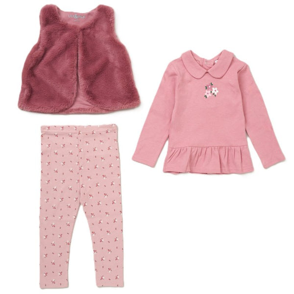 Lily & Jack Baby Girls Faux Fur Gilet, Top & Legging Outfit E07915INF